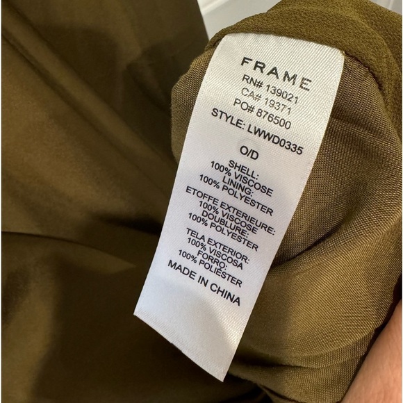 FRAME slip dress silk denim olive green dress with spaghetti straps - Picture 5 of 11